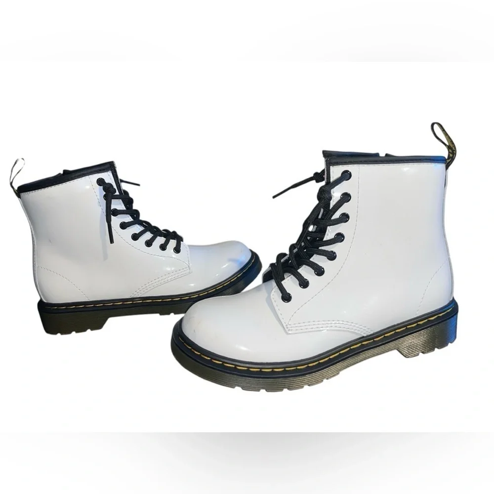 Dr. Martens 1460 Black and White Boots - Picture 1 of 5